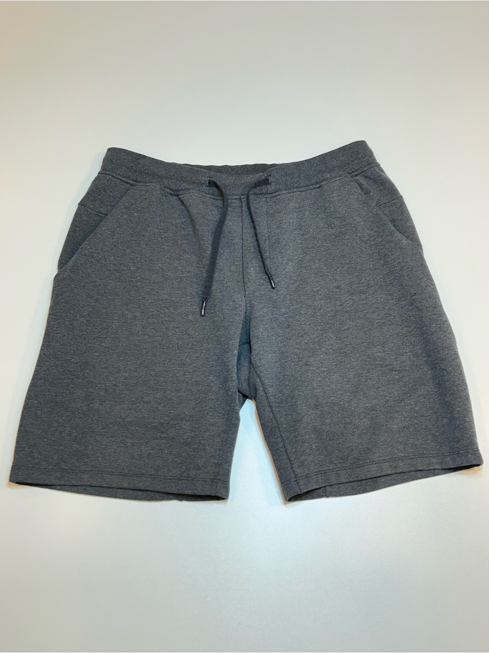Lululemon Heathered Charcoal Grey Fleece Knit Drawstring Comfort Lounge Shorts